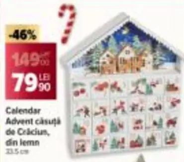 Calendar Advent căsuță de Crăciun, din lemn