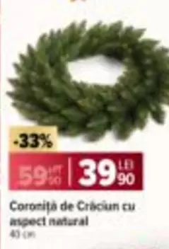 Coroniță de Crăciun cu aspect natural