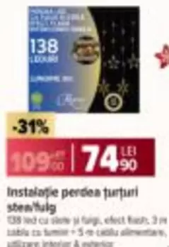 Instalație perdea turturi stea/fulg