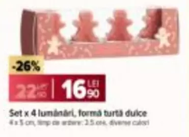 Set x 4 lumânări, forma turtă dulce