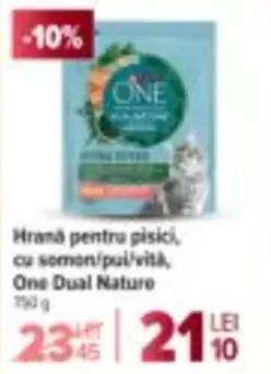 Hrană pentru pisici, cu somon/pui/vită, One Dual Nature