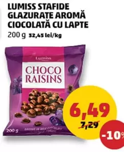 STAFIDE GLAZURATE AROMĂ CIOCOLATĂ CU LAPTE