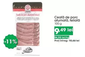 Ceafă de porc afumată, feliată