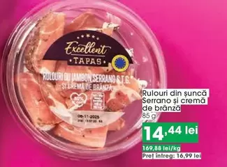 Rulouri din şuncă Serrano şi cremă de brânză