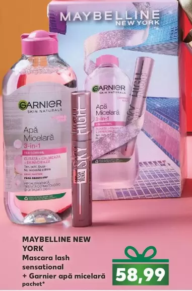 Maybelline - Mascara lash sensational + Garnier apă micelarů pachet