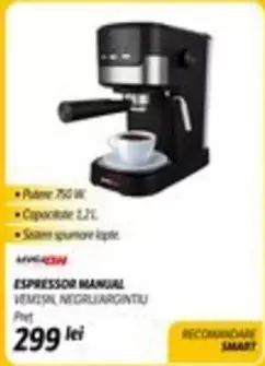 ESPRESSOR MANUAL VEMISN, NEGRLJARGINTIU