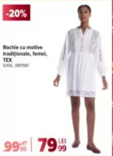 Rochie cu motive tradiționale, femei, TEX