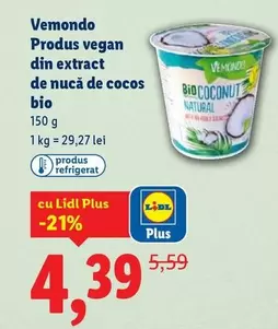 Produs vegan din extract de nucă de cocos bio