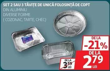 SET 2 SAU 3 TĂVIŢE DE UNICĂ FOLOSINŢĂ DE COPT