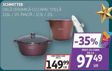 Schmitter - OALĂ CERAMICĂ CU CAPAC STICLĂ