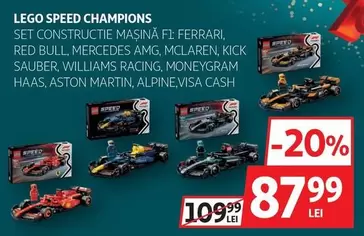 Lego - SET CONSTRUCTIE MAŞINĂ FI FERRARI, RED BULL, MERCEDES AMG, MCLAREN, KICK SAUBER, WILLIAMS RACING, MONEYGRAM HAAS, ASTON MARTIN, ALPINE,VISA CASH