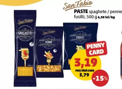 spaghete/penne fusilli
