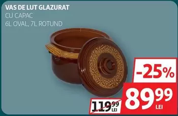 VAS DE LUT GLAZURAT CU CAPAC