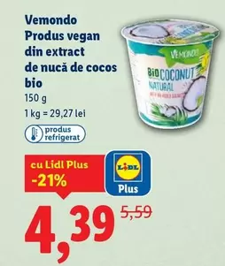 Produs vegan din extract de nucă de cocos bio