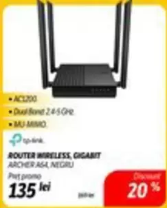 ROUTER WIRELESS, GIGABIT ARCHER A64, NEGRU