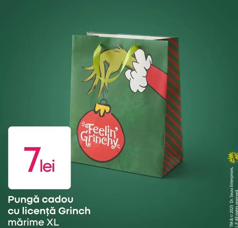 Pungă cadou cu licență Grinch