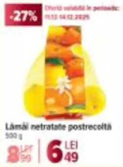 Lămâi netratate postrecoltă