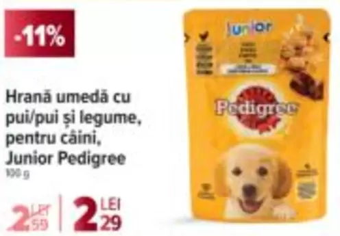 Hrană umedă cu pui/pui şi legume, pentru câini, Junior