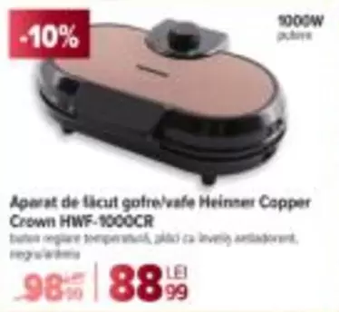 Aparat de făcut gofre/vafe Copper Crown HWF-1000CR
