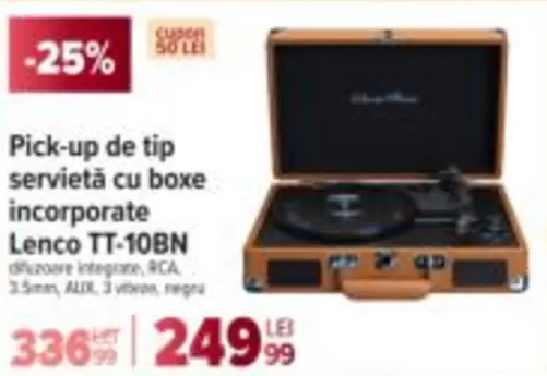 Pick-up de tip servietă cu boxe incorporate Lenco TT-10BN