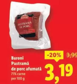 Pastramă de porc afumată