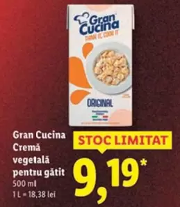 Cremă vegetală pentru gătit