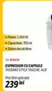 Bosch - ESPRESSOR CU CAPSULE TASSIMO STYLE TAS114E, ALB