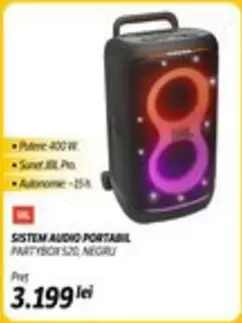 Jbl - SISTEM AUDIO PORTABIL PARTYBOX 520, NEGRU