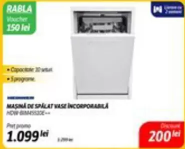 MAȘINĂ DE SPĂLAT VASE INCORPORABILA