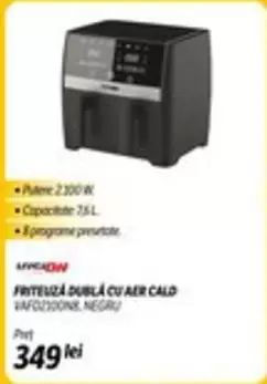 FRITEUZA DUBLĂ CU AER CALD VAF02300NS, NEGRU