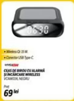 CEAS DE BIROU CU ALARMA
ȘI ÎNCĂRCARE WIRELESS VCAWO51N NEGRU