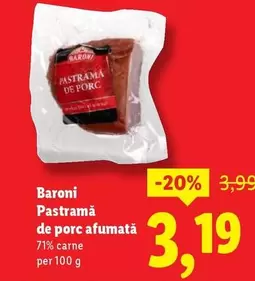 Pastramă de porc afumată