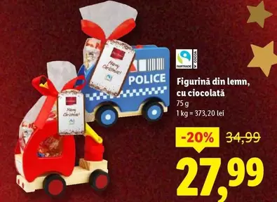 Figurină din lemn, cu ciocolată