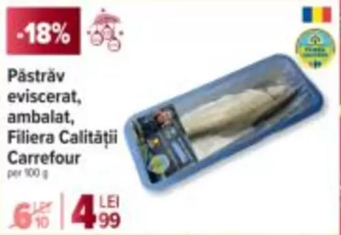 Pästräv eviscerat, ambalat, Filiera Calității