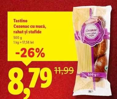 Cozonac cu nucă, rahat şi stafide