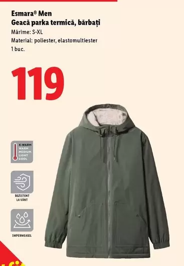Geacă parka termică, bărbați