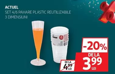 Actuel - SET 4/6 PAHARE PLASTIC REUTILIZABILE