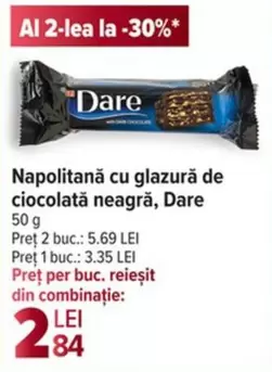 Dare - Napolitană cu glazură de ciocolată neagră