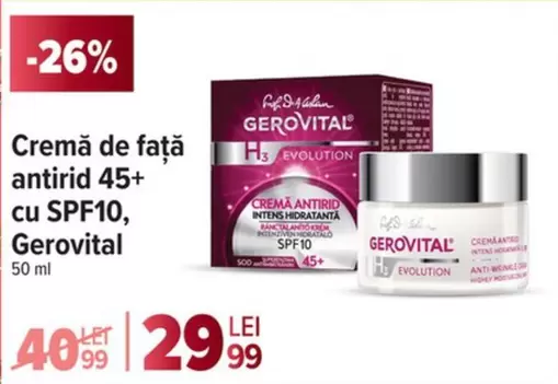 Gerovital - Cremă de faţă antirid 45+ cu SPF10