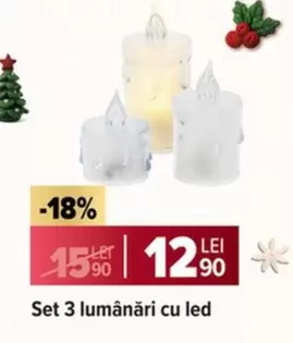 Set 3 lumânări cu led