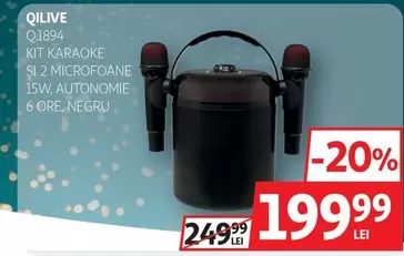 Qilive - Q1894 KIT KARAOKE ŞI 2 MICROFOANE 15W, AUTONOMIE 6 ORE, NEGRU