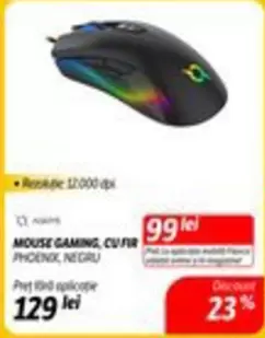 MOUSE GAMING, CU FIR PHOENIX, NEGRU