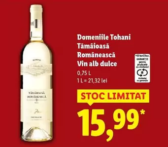 Alb - Tămâioasă Românească Vin alb dulce