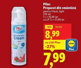 Preparat din smântână pentru friscă, light