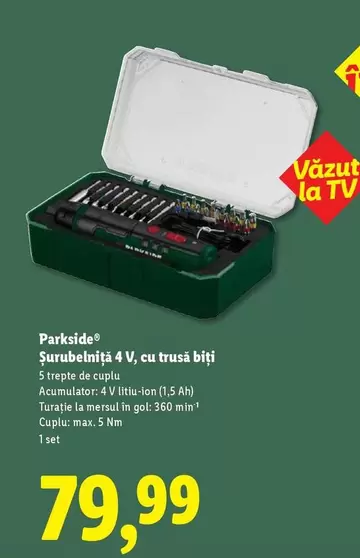 Şurubelniță 4 V, cu trusă biți