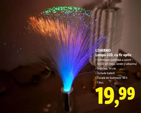 Lampa LED, cu fir optic