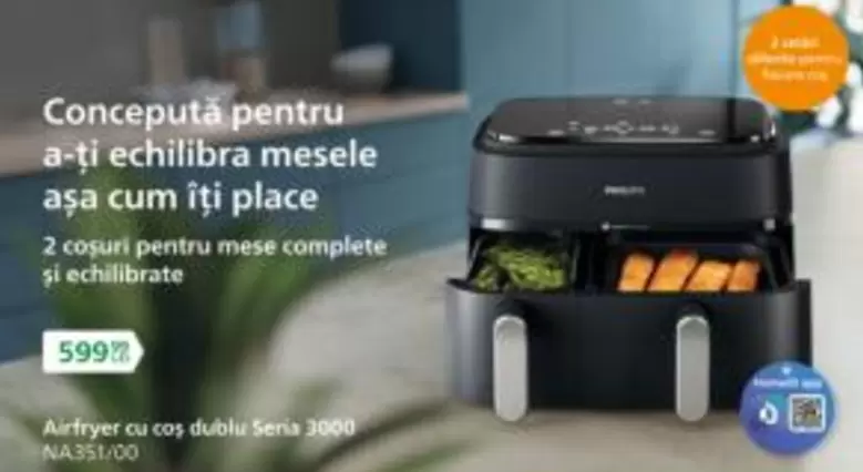 Philips - Airfryer cu cos dublu Seria 3000 NA351/00
