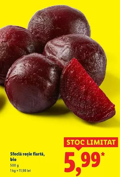 Sfeclă roșie fiartă, bio