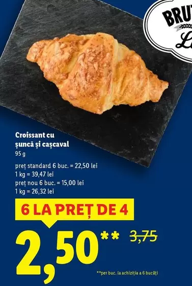 Croissant cu șuncă și caşcaval