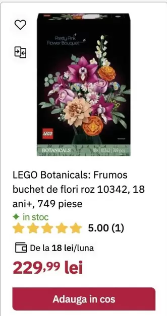 Lego - Botanicals: Frumos buchet de flori roz 10342